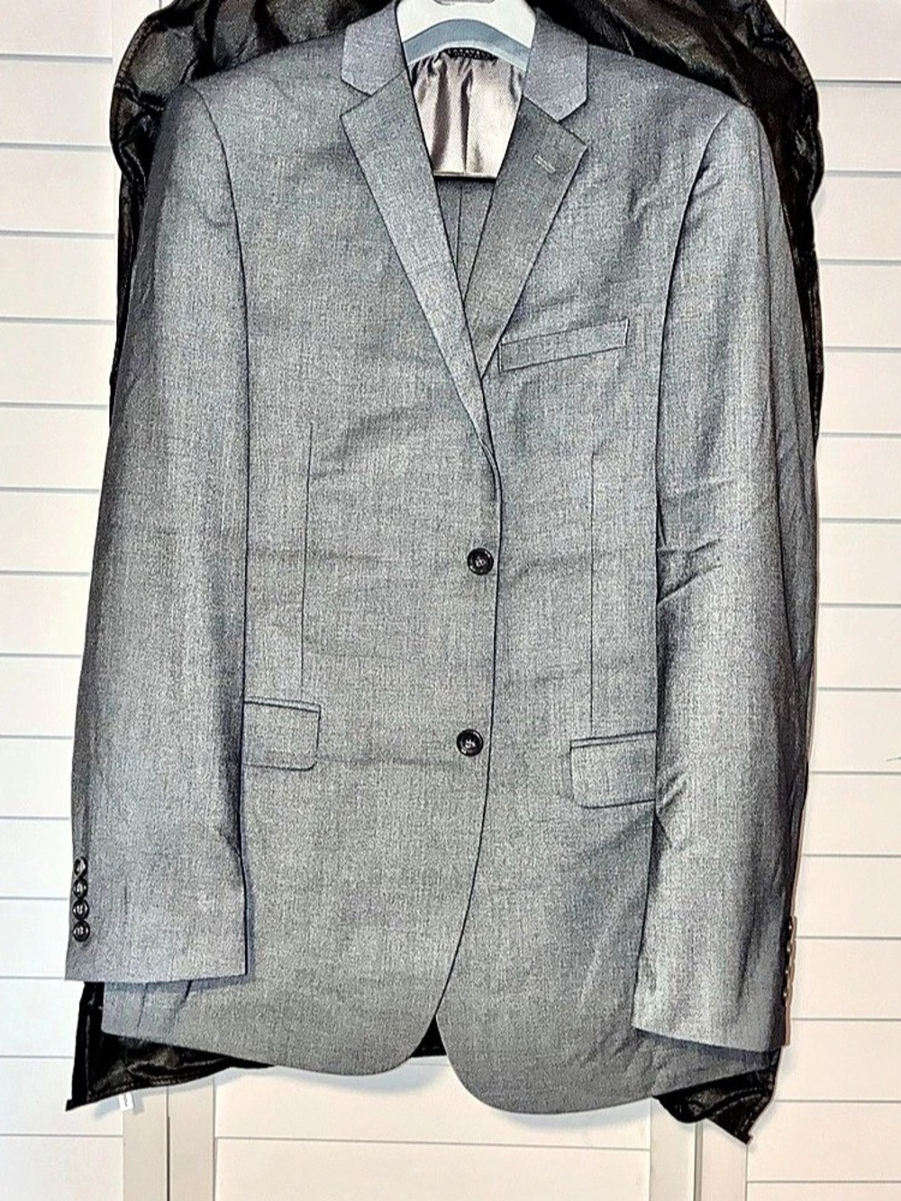 Caravelli Men’s Slim Fit Suit Gray Charcoal 2 Button Notch Lapel Formal Wedding